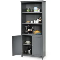 Costway Bookcase Shelving Storage Wooden Cabinet Unit Standing Bookcase W/Doors Gray 17 Costway Bookcase Shelving Storage Wooden Cabinet Unit Standing Bookcase W/Doors Gray -Furniture Haven Shop GUEST dbf986d5 5bab 433f 8948 b7e2c0bba96f