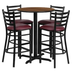 Flash Furniture 30'' Round Laminate Table Set With X-Base And 4 Ladder Back Metal Barstools 17 Flash Furniture 30'' Round Laminate Table Set With X-Base And 4 Ladder Back Metal Barstools -Furniture Haven Shop GUEST dcdb64cd 6031 4836 ace6 f76506428b3d