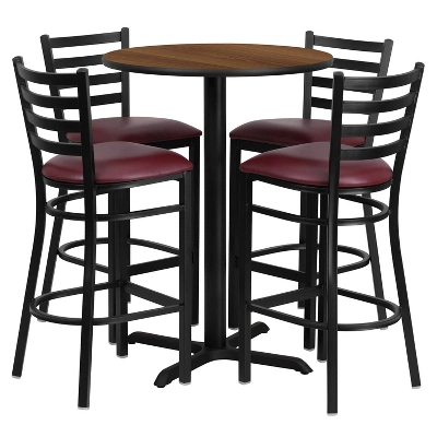 Flash Furniture 30'' Round Laminate Table Set With X-Base And 4 Ladder Back Metal Barstools 6 Flash Furniture 30'' Round Laminate Table Set With X-Base And 4 Ladder Back Metal Barstools - Image 6