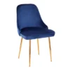 Set Of 2 Marcel Contemporary Dining Chair Gold/Blue Velvet - LumiSource