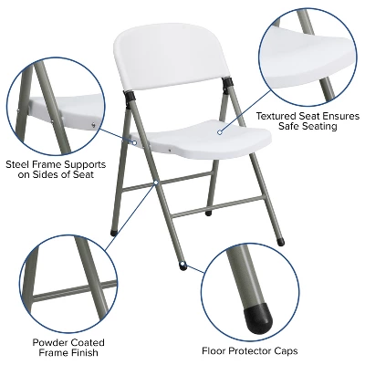 Emma And Oliver 2 Pack Commercial White Plastic Event Party Rental Folding Chair 3 Emma And Oliver 2 Pack Commercial White Plastic Event Party Rental Folding Chair - Image 3