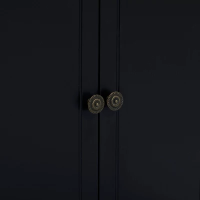 Glam Mirror And Wood Storage Cabinet Black - Olivia & May 3 Glam Mirror And Wood Storage Cabinet Black - Olivia & May - Image 3