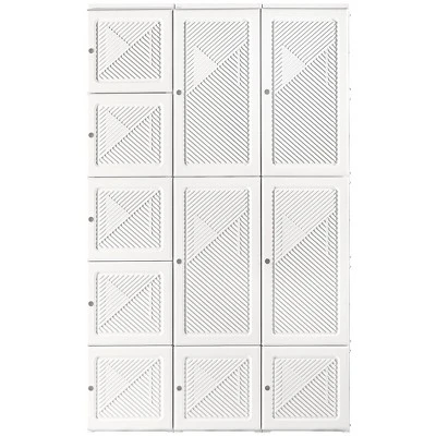 HOMCOM Portable Wardrobe Closet, Bedroom Armoire, Foldable Clothes Organizer With Cube Storage, Hanging Rods, And Magnet Doors, White 3 HOMCOM Portable Wardrobe Closet, Bedroom Armoire, Foldable Clothes Organizer With Cube Storage, Hanging Rods, And Magnet Doors, White - Image 3