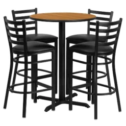 Flash Furniture 30'' Round Laminate Table Set With X-Base And 4 Ladder Back Metal Barstools 23 Flash Furniture 30'' Round Laminate Table Set With X-Base And 4 Ladder Back Metal Barstools -Furniture Haven Shop GUEST de6de019 4fdb 405f b0e4 2e4716fb3016