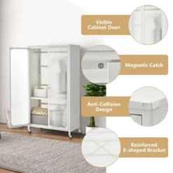 Costway Storage Wardrobe Cabinet Mobile Armoire Closet With Hanging Rod & Adjustable Shelf 17 Costway Storage Wardrobe Cabinet Mobile Armoire Closet With Hanging Rod & Adjustable Shelf -Furniture Haven Shop GUEST df08917d c7f1 4577 a495 606962790541
