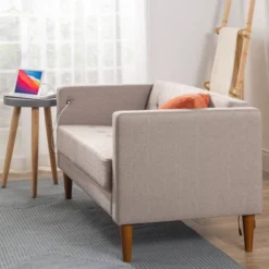 54" Pascal Loveseat Sofa With USB Oatmeal - Zinus -Furniture Haven Shop GUEST df7f76ee 6bb1 4a10 a927 8ebaa1d0cf9d