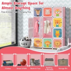 Costway 12-Cube Kids Wardrobe Baby Dresser Bedroom Armoire Clothes Hanging Closet With Door Blue/Pink 18 Costway 12-Cube Kids Wardrobe Baby Dresser Bedroom Armoire Clothes Hanging Closet With Door Blue/Pink -Furniture Haven Shop GUEST dfc28d77 a90c 4261 8e88 f34943cad6cf