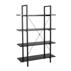 Modern Industry Metal/Wooden 4 Tier Bookcase With Shelves - Glitzhome -Furniture Haven Shop GUEST e069bd37 464b 402f ba43 e65c81ddb314