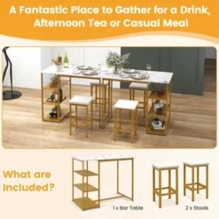 Costway 3PCS Bar Table Set Kitchen Counter Height Table 2 Stools Space Saving With Storage 17 Costway 3PCS Bar Table Set Kitchen Counter Height Table 2 Stools Space Saving With Storage -Furniture Haven Shop GUEST e099e95d 55ed 4b03 8869 10bfb993672d