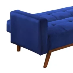 76" Tanitha Sofa Blue Velvet/Natural Finish - Acme Furniture -Furniture Haven Shop GUEST e0c6d1cc 34cc 420b a2bb 1200ae1e3237