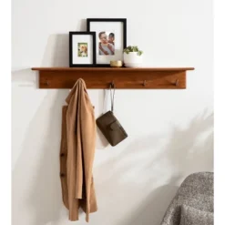 36" X 5" Alta Wood Shelf With 5 Posts Walnut Brown - Kate & Laurel All Things Decor -Furniture Haven Shop GUEST e0fcfb4b ba12 4862 873b a131e7f5218f