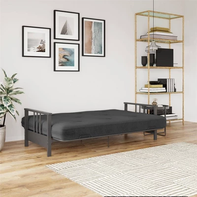 Full Anders Metal Arm Futon With 6" Microfiber Mattress - Room & Joy 3 Full Anders Metal Arm Futon With 6" Microfiber Mattress - Room & Joy - Image 3