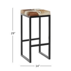 Industrial Cowhide And Metal Bar Height Stool Brown - Olivia & May 35 Industrial Cowhide And Metal Bar Height Stool Brown - Olivia & May -Furniture Haven Shop GUEST e235470a 626c 4352 8359 4166e449bcab