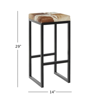 Industrial Cowhide And Metal Bar Height Stool Brown - Olivia & May 16 Industrial Cowhide And Metal Bar Height Stool Brown - Olivia & May - Image 16