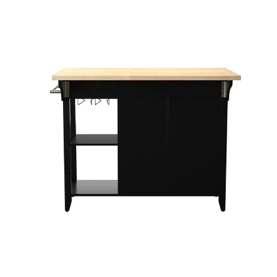 Ultom Expandable Freestanding Kitchen Island Black/Natural - Aiden Lane 6 Ultom Expandable Freestanding Kitchen Island Black/Natural - Aiden Lane - Image 6