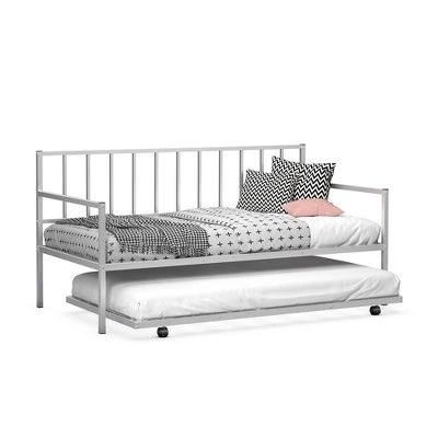 Costway Twin Metal Daybed With Roll Out Trundle Heavy Duty Frame Sofa Bed Set 1 Costway Twin Metal Daybed With Roll Out Trundle Heavy Duty Frame Sofa Bed Set
