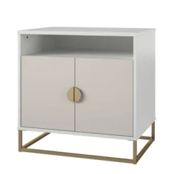 Kelly Accent Cabinet White/Taupe - Paris Hilton X The Novogratz -Furniture Haven Shop GUEST e3132476 cb8b 4e33 a2a1 d676bac0b7f7