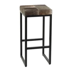 Industrial Cowhide And Metal Bar Height Stool Brown - Olivia & May 22 Industrial Cowhide And Metal Bar Height Stool Brown - Olivia & May -Furniture Haven Shop GUEST e45053cb a0da 49a7 8fea 091e03dd4b70