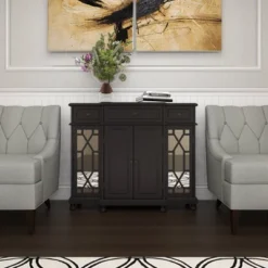 Glam Mirror And Wood Storage Cabinet Black - Olivia & May 37 Glam Mirror And Wood Storage Cabinet Black - Olivia & May -Furniture Haven Shop GUEST e4dc75c9 d392 4a72 8446 1b1dde72670d