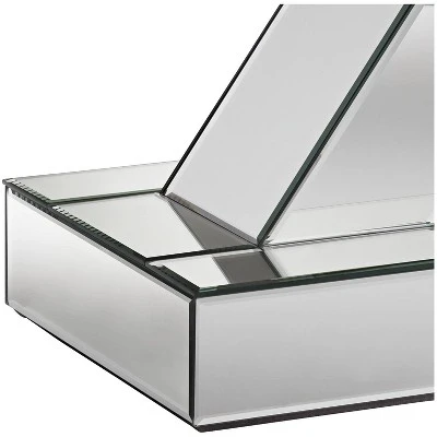 Studio 55D Modern Mirrored Rectangular Console Table 46 1/2" X 13" Silver Glass Mosaic X-Frame For Living Room Home House Entryway 4 Studio 55D Modern Mirrored Rectangular Console Table 46 1/2" X 13" Silver Glass Mosaic X-Frame For Living Room Home House Entryway - Image 4