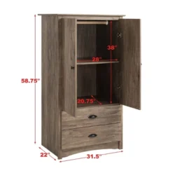 Salt Spring 2 Door Armoire Drifted Gray - Prepac -Furniture Haven Shop GUEST e5040144 e1ed 4557 bd2b bc88ff05cda7