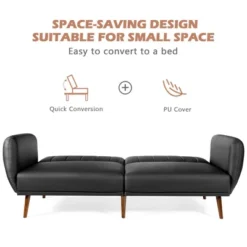 Costway Convertible Futon Sofa Bed PU Adjustable Couch Sleeper W/Wood Legs 16 Costway Convertible Futon Sofa Bed PU Adjustable Couch Sleeper W/Wood Legs -Furniture Haven Shop GUEST e526bb9d 1b30 48ce 9f79 98b73d0375ec