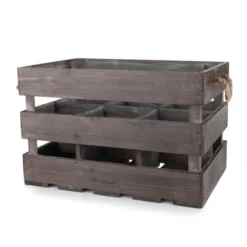 Twine 4281 Farm House Decor, Wood Wine Holder Rustic Farmhouse Wooden 6 Bottle Crate, Dark Wood, Brown Finish -Furniture Haven Shop GUEST e58acbe1 653f 428a b892 005c176bc390