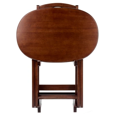 5pc Nathan Snack Table Set In Cappuccino Brown - Winsome 4 5pc Nathan Snack Table Set In Cappuccino Brown - Winsome - Image 4