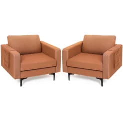 Costway Set Of 2 Fabric Accent Armchair Single Sofa W/ Side Storage Pocket -Furniture Haven Shop GUEST e5b8502f e686 484c 82d9 183846e6eb98