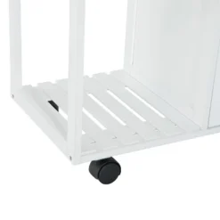 HOMCOM 28" Rolling Kitchen Trolley Serving Cart Storage Cabinet Bamboo Top With Wire Basket & Door Cabinet & Drawers, White 10 HOMCOM 28" Rolling Kitchen Trolley Serving Cart Storage Cabinet Bamboo Top With Wire Basket & Door Cabinet & Drawers, White -Furniture Haven Shop GUEST e5fed92d 8c8f 4183 b676 a09c7b2ae63c