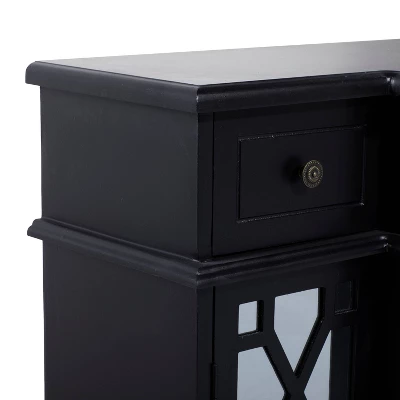 Glam Mirror And Wood Storage Cabinet Black - Olivia & May 4 Glam Mirror And Wood Storage Cabinet Black - Olivia & May - Image 4