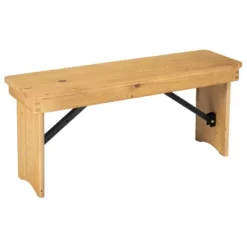 Emma And Oliver 40" X 12" Antique Rustic Solid Pine Folding Farm Bench - Portable Bench -Furniture Haven Shop GUEST e7056c52 9803 45da af39 19b858545cf9