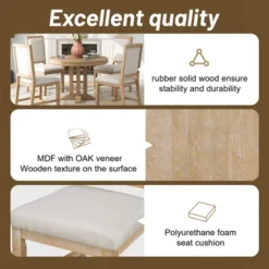 5-Piece Dining Set With Extendable Round Table And 4 Upholstered Chairs - ModernLuxe 17 5-Piece Dining Set With Extendable Round Table And 4 Upholstered Chairs - ModernLuxe -Furniture Haven Shop GUEST e721fa95 a4f5 4995 a90a be91a67898b7