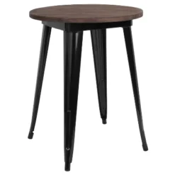 Flash Furniture 24" Round Metal Indoor Table With Rustic Wood Top -Furniture Haven Shop GUEST e808f76f b488 4f38 9503 9fb51836c741