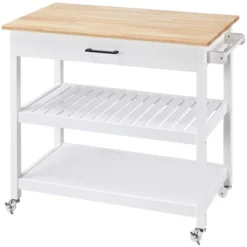 Yaheetech Rolling Kitchen Island Microwave Oven Stand With 3 Shelves And Worktop -Furniture Haven Shop GUEST e880f30f 2a81 417d b3a7 fa72aaeeb011