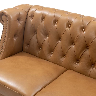 Pablo 81.5" Wide 81.5" Wide Chesterfield Tufted Genuine Wing Back Leather Sofa For Living Room-A+B | ARTFUL LIVING DESIGN 9 Pablo 81.5" Wide 81.5" Wide Chesterfield Tufted Genuine Wing Back Leather Sofa For Living Room-A+B | ARTFUL LIVING DESIGN - Image 9