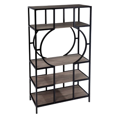 68.25" Vikrin 5 Tier Bookshelf Natural/Black - Aiden Lane 1 68.25" Vikrin 5 Tier Bookshelf Natural/Black - Aiden Lane