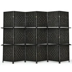 Costway 6 Panel Folding Room Divider 6Ft Weave Fiber Screen W/ 2 Display Shelves 21 Costway 6 Panel Folding Room Divider 6Ft Weave Fiber Screen W/ 2 Display Shelves -Furniture Haven Shop GUEST e936553b 3dfc 4fcd b314 544ffe4b0d25