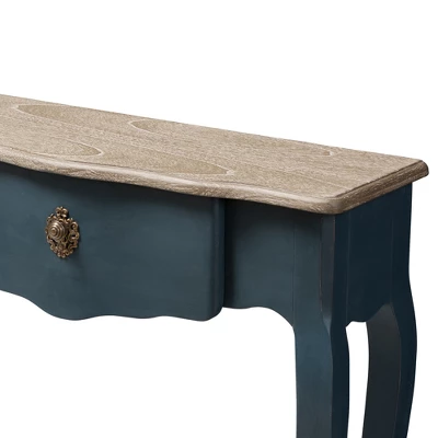 Mazarine Classic And Provincial Spruce Finished Console Table Blue - Baxton Studio 5 Mazarine Classic And Provincial Spruce Finished Console Table Blue - Baxton Studio - Image 5