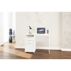 Cambridge 3 Drawer Writing Desk With Shelf White - Polifurniture -Furniture Haven Shop GUEST eaa165e8 f7d6 40ef 94bf 8fd28a573b73