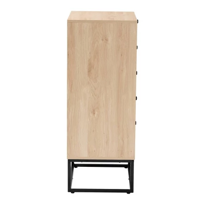 Amelia Wood Rattan 5 Drawer Storage Cabinet Natural Brown/Black - Baxton Studio 4 Amelia Wood Rattan 5 Drawer Storage Cabinet Natural Brown/Black - Baxton Studio - Image 4