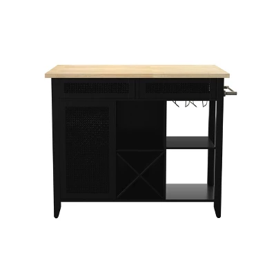 Ultom Expandable Freestanding Kitchen Island Black/Natural - Aiden Lane 2 Ultom Expandable Freestanding Kitchen Island Black/Natural - Aiden Lane - Image 2