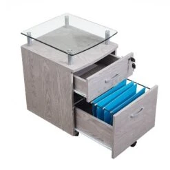 Rolling File Cabinet With Glass Top Gray - Techni Mobili -Furniture Haven Shop GUEST ee6d8ba5 ca2b 4857 87b5 27231987fdec