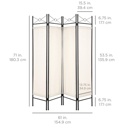 Best Choice Products 6ft 4-Panel Folding Privacy Screen Room Divider Decoration Accent W/ Steel Frame 6 Best Choice Products 6ft 4-Panel Folding Privacy Screen Room Divider Decoration Accent W/ Steel Frame - Image 6