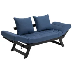 HOMCOM Single Person 3 Position Convertible Chaise Lounger Sofa Bed With 2 Large Pillows And Oak Frame 11 HOMCOM Single Person 3 Position Convertible Chaise Lounger Sofa Bed With 2 Large Pillows And Oak Frame -Furniture Haven Shop GUEST eeeb1a47 3e91 4e80 b1cc d632ab430e0d