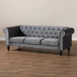 Emma Velvet Upholstered Button Tufted Chesterfield Sofa - Baxton Studio 17 Emma Velvet Upholstered Button Tufted Chesterfield Sofa - Baxton Studio -Furniture Haven Shop GUEST eeed0381 349c 4a0d 869f 8443e6ecca65