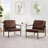 PU Leather Metal Frame Armchair With Non-slip Adsorption Feet And Back Cushion - ModernLuxe