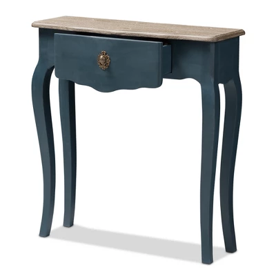 Mazarine Classic And Provincial Spruce Finished Console Table Blue - Baxton Studio 1 Mazarine Classic And Provincial Spruce Finished Console Table Blue - Baxton Studio