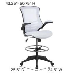 Emma And Oliver Mid-Back Mesh Ergonomic Drafting Chair With Foot Ring And Flip-Up Arms 18 Emma And Oliver Mid-Back Mesh Ergonomic Drafting Chair With Foot Ring And Flip-Up Arms -Furniture Haven Shop GUEST f0fd9c90 edc2 461b 82c7 7e72ea705ecb