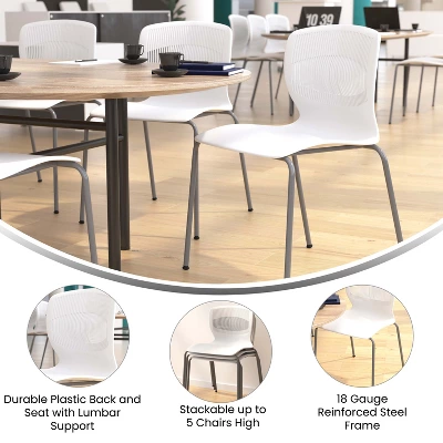 Emma And Oliver Heavy Duty 770 Lb. Capacity Ergonomic Polypropylene Stack Chair With Lumbar Support And Steel Frame 5 Emma And Oliver Heavy Duty 770 Lb. Capacity Ergonomic Polypropylene Stack Chair With Lumbar Support And Steel Frame - Image 5